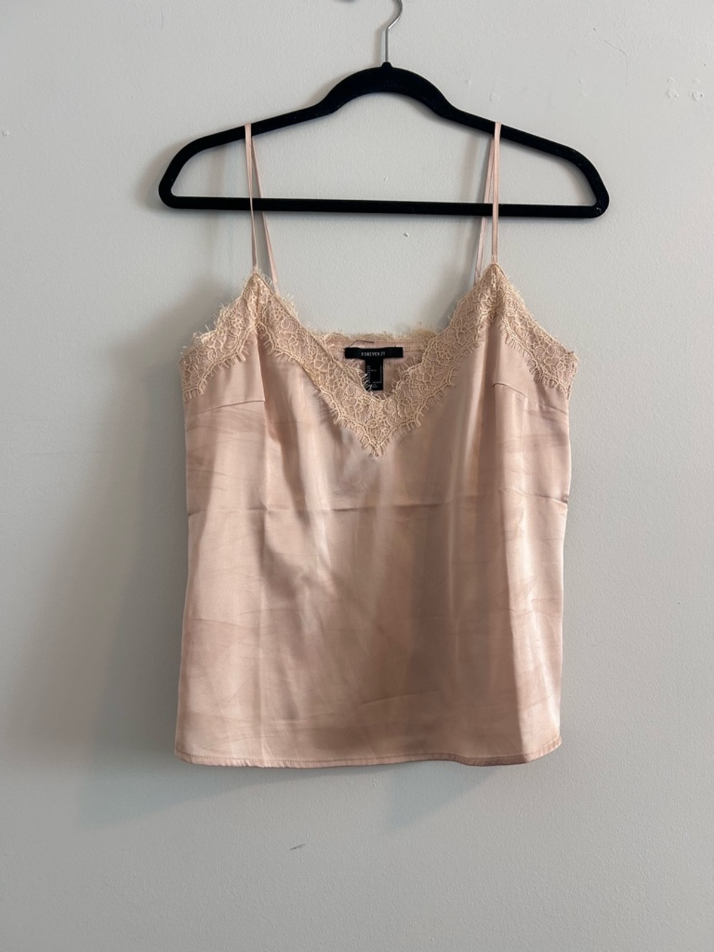Forever 21 Pale Pink Lace-Trim Satin Cami